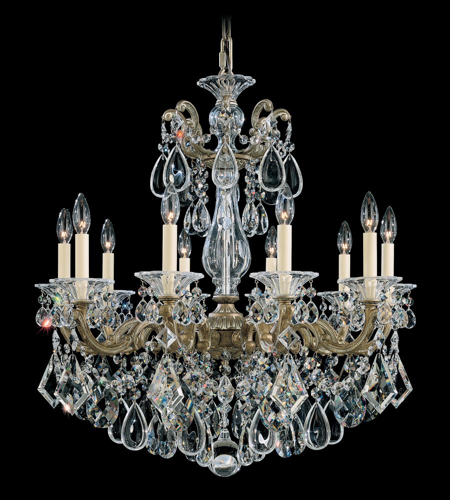 La Scala 10 Light 120V Chandelier in Heirloom Gold with Clear Crystals from Swarovski
