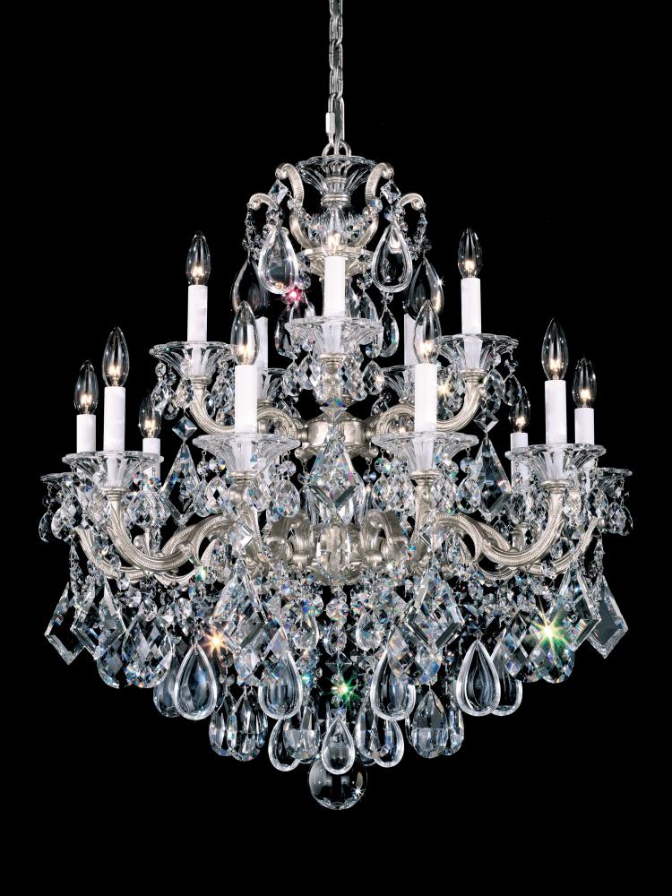 La Scala 15 Light 120V Chandelier in Antique Silver with Clear Crystals from Swarovski