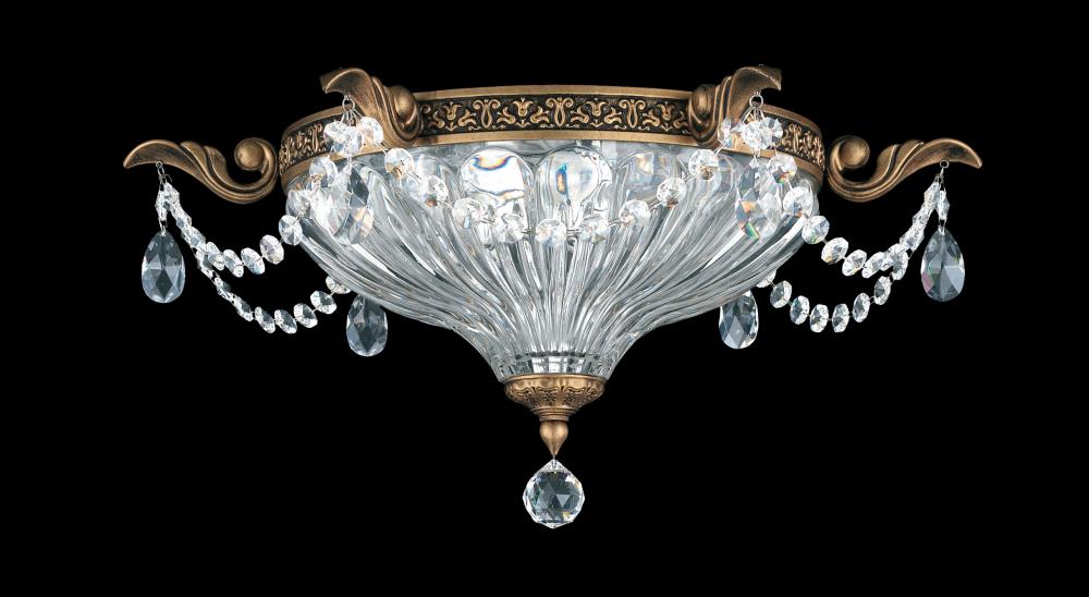 Milano 2 Light 120V Flush Mount in Antique Silver with Clear Heritage Handcut Crystal