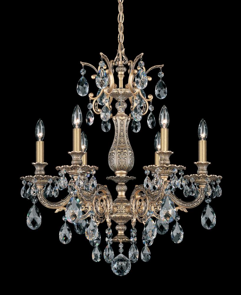 Milano 6 Light 120V Chandelier in Heirloom Bronze with Clear Crystals from Swarovski