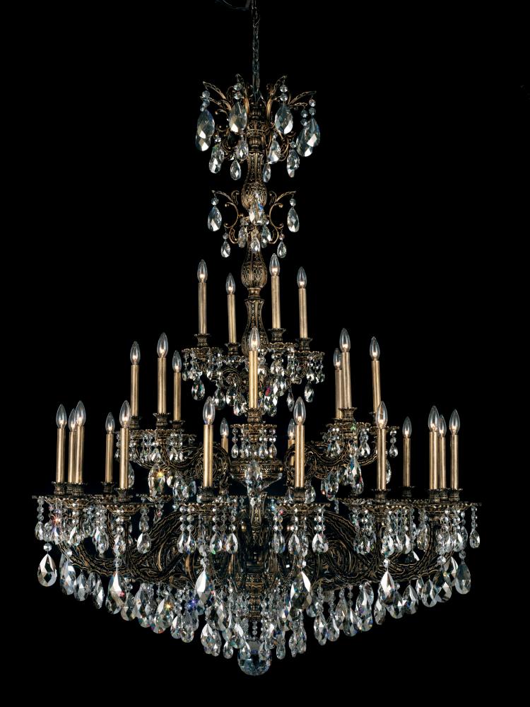 Milano 28 Light 120V Chandelier in Heirloom Bronze with Clear Crystals from Swarovski