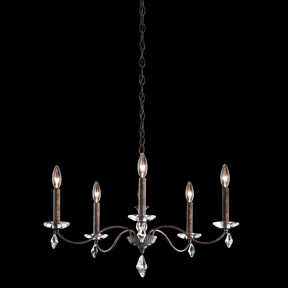 Modique 5 Light 120V Chandelier in Polished Silver with Clear Heritage Handcut Crystal