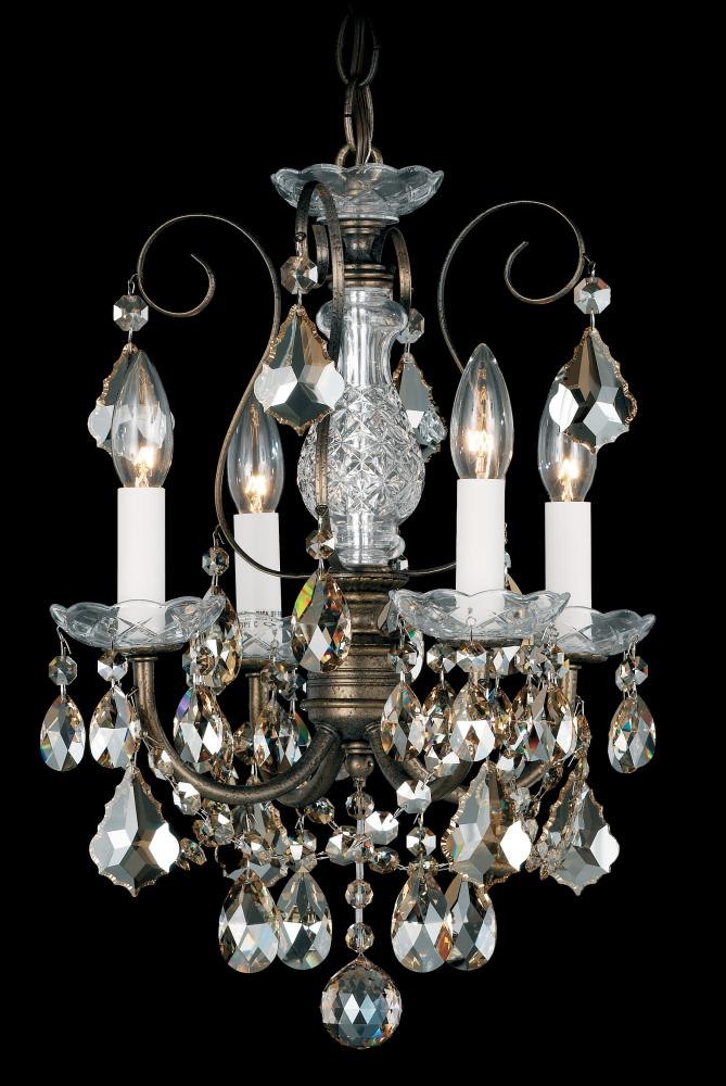 New Orleans 4 Light 120V Chandelier in Etruscan Gold with Clear Crystals from Swarovski