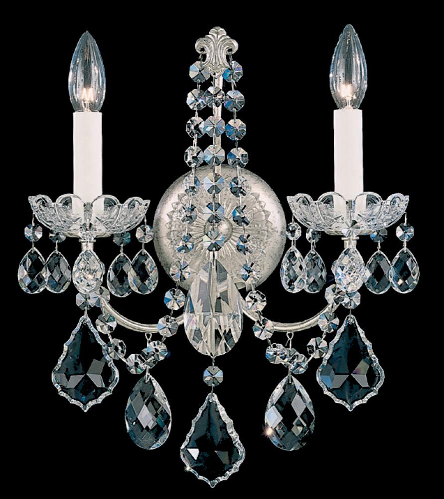 New Orleans 2 Light 120V Wall Sconce in Polished Silver with Clear Crystals from Swarovski