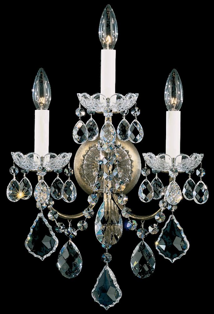 New Orleans 3 Light 120V Wall Sconce in Heirloom Gold with Clear Crystals from Swarovski