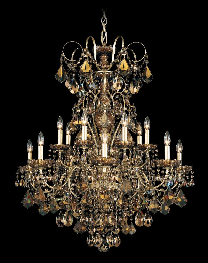 New Orleans 14 Light 120V Chandelier in Heirloom Gold with Clear Crystals from Swarovski