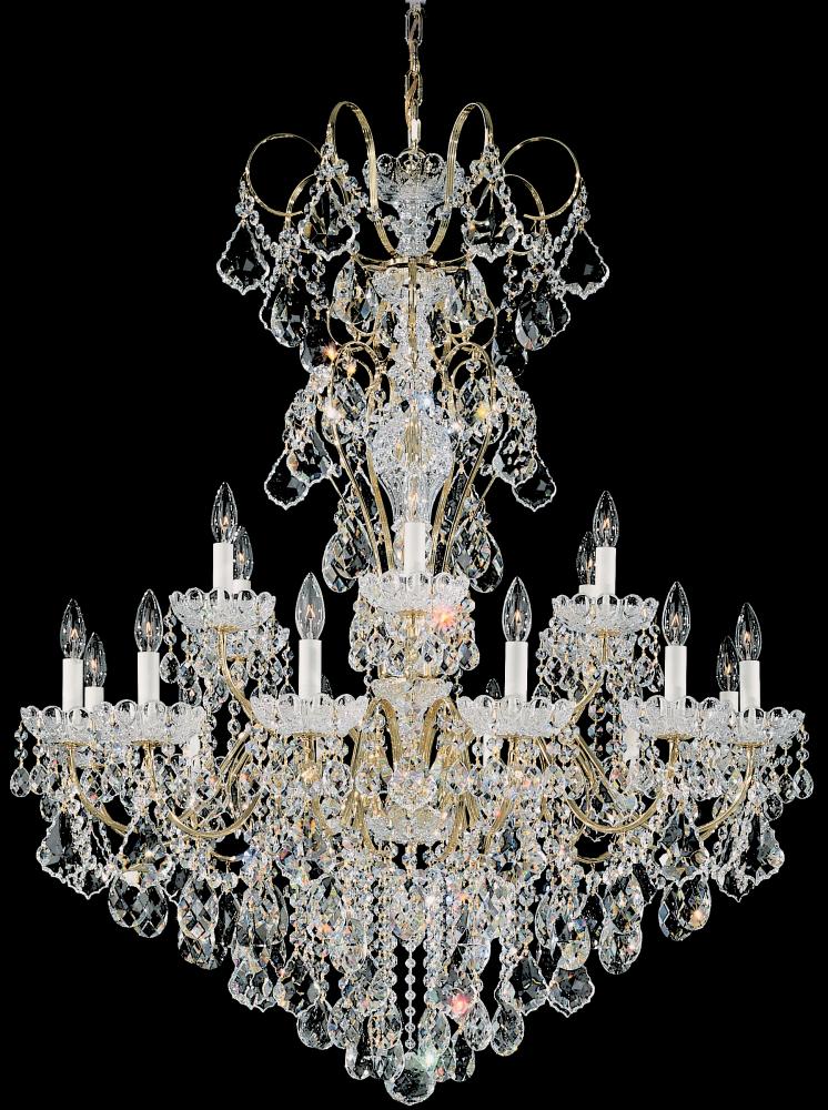 New Orleans 18 Light 120V Chandelier in Etruscan Gold with Clear Crystals from Swarovski