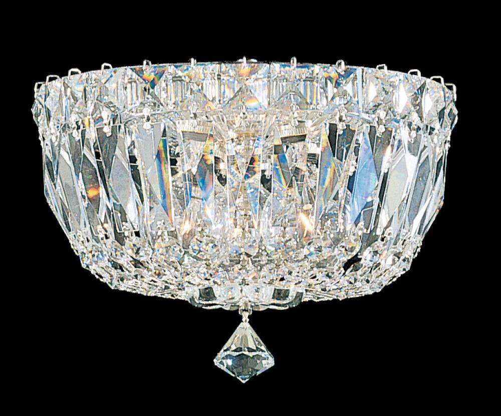 Petit Crystal Deluxe 3 Light 120V Flush Mount in Polished Silver with Clear Radiance Crystal