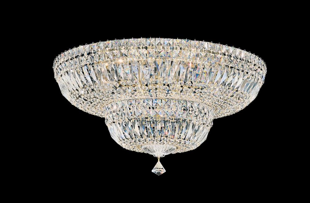 Petit Crystal Deluxe 13 Light 120V Flush Mount in Polished Silver with Clear Radiance Crystal