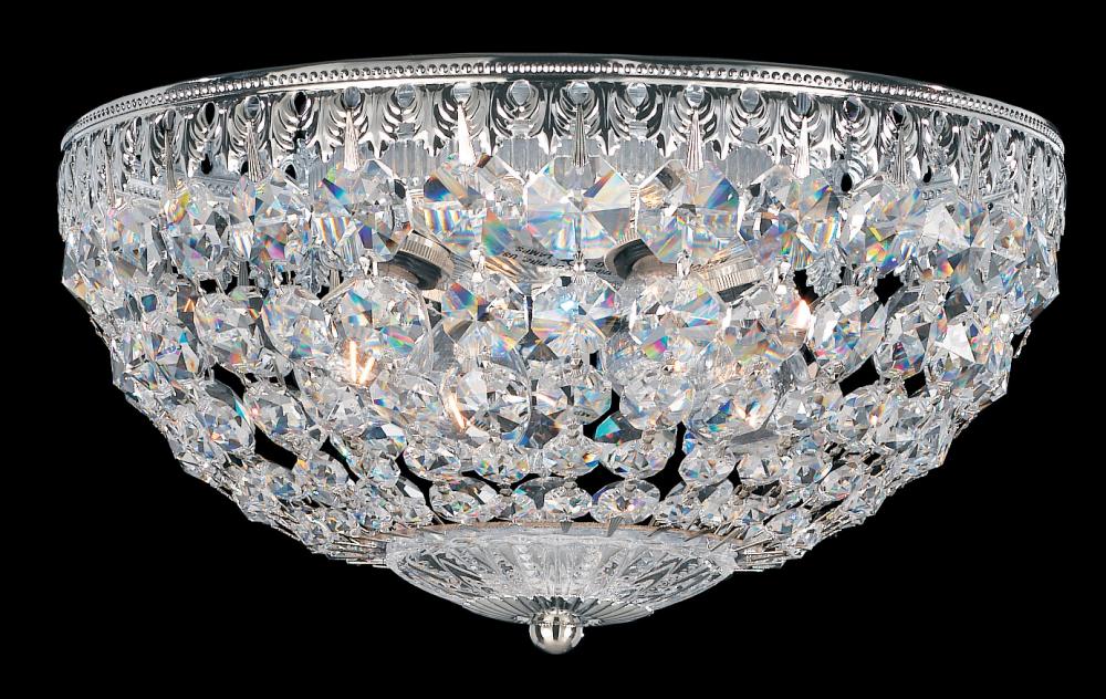 Petit Crystal 4 Light 120V Flush Mount in Polished Silver with Clear Radiance Crystal