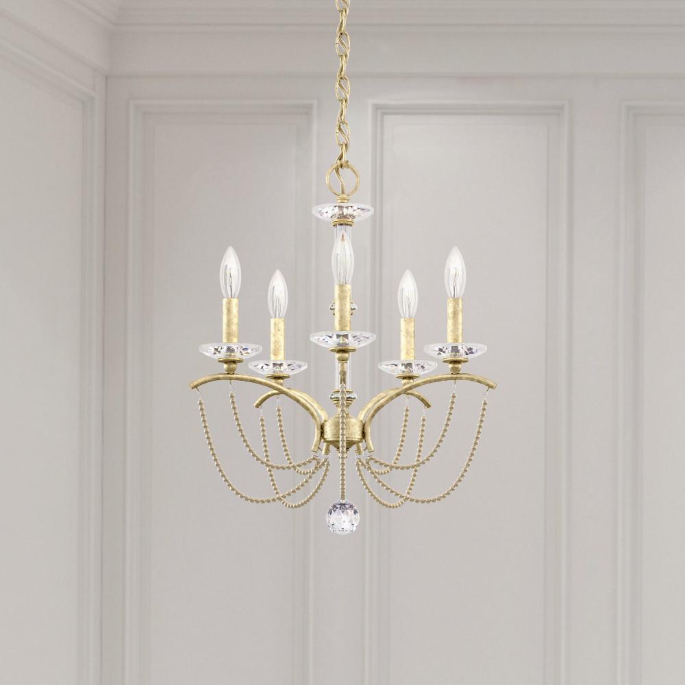 Priscilla 5 Light 120V Chandelier in Heirloom Gold with Clear Optic Crystal
