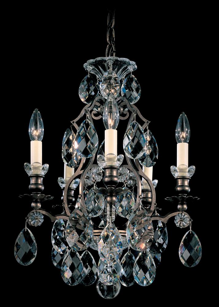 Renaissance 5 Light 120V Chandelier in Antique Silver with Clear Crystals from Swarovski