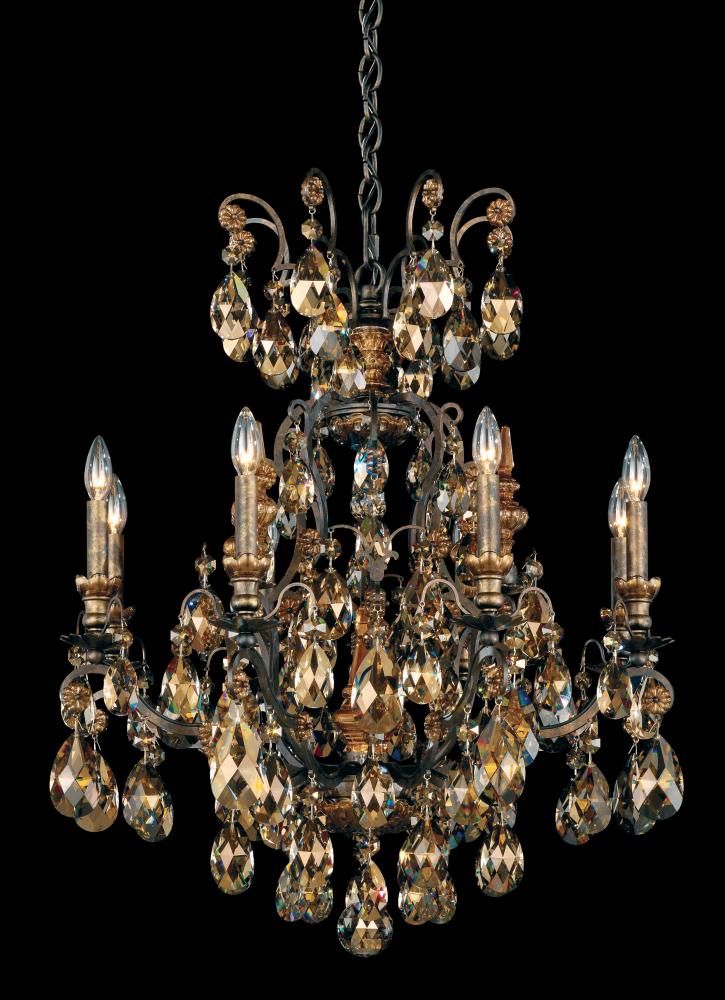 Renaissance 9 Light 120V Chandelier in French Gold with Clear Crystals from Swarovski