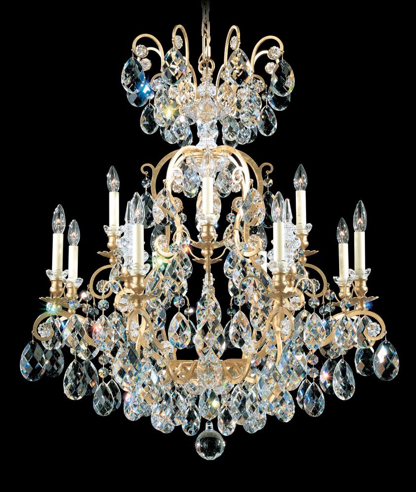 Renaissance 13 Light 120V Chandelier in Etruscan Gold with Clear Crystals from Swarovski