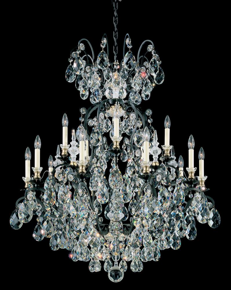 Renaissance 16 Light 120V Chandelier in Black with Clear Crystals from Swarovski