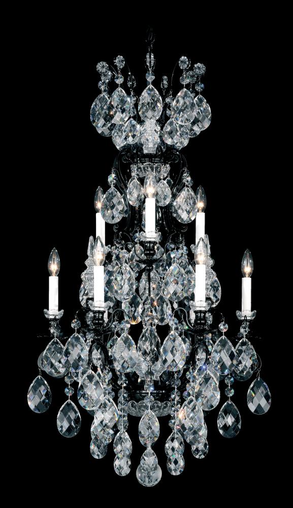 Renaissance 10 Light 120V Chandelier in Antique Silver with Clear Crystals from Swarovski