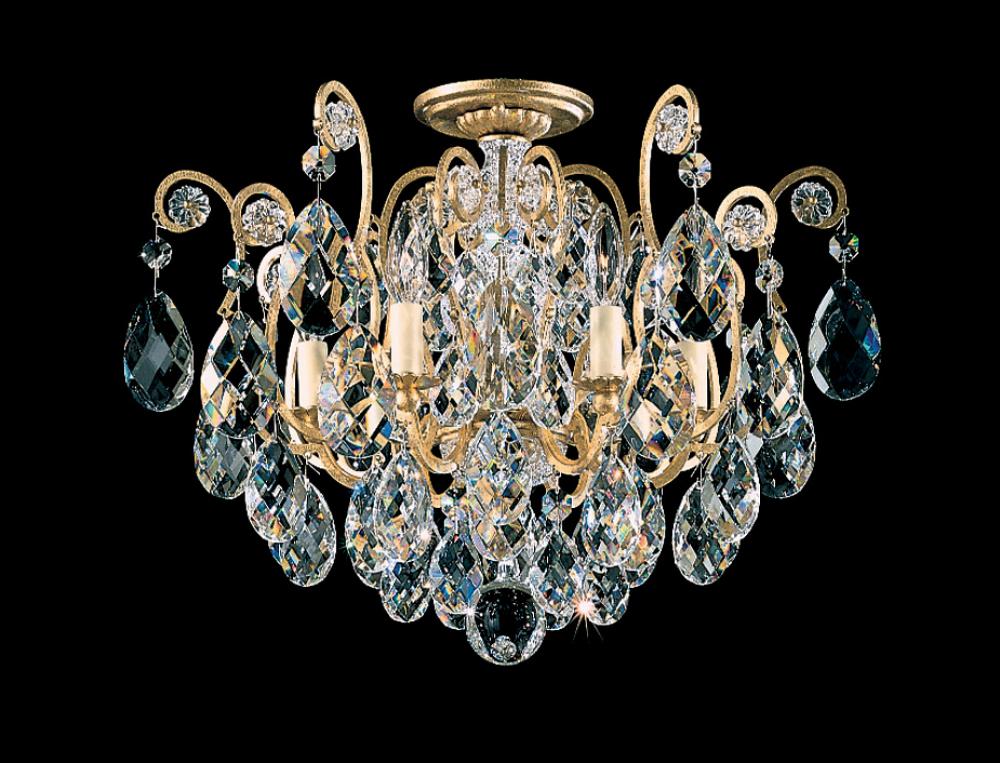 Renaissance 6 Light 120V Semi-Flush Mount in Etruscan Gold with Clear Crystals from Swarovski