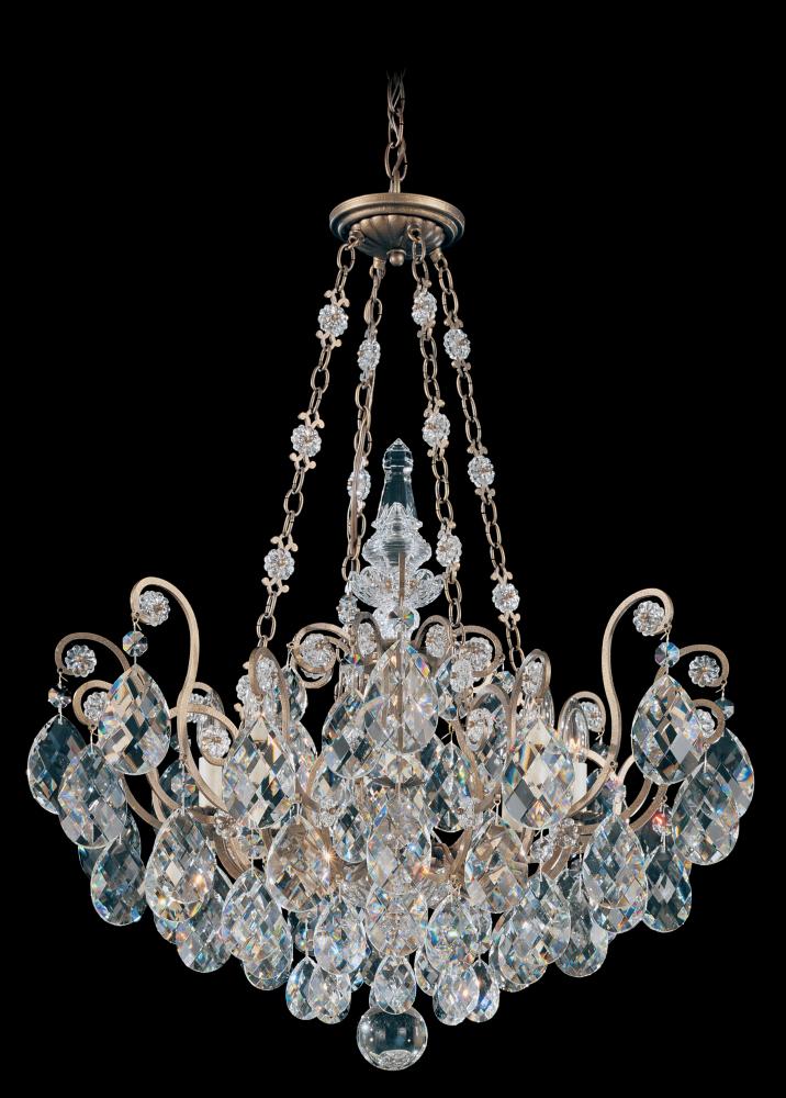 Renaissance 8 Light 120V Pendant in Black with Clear Crystals from Swarovski