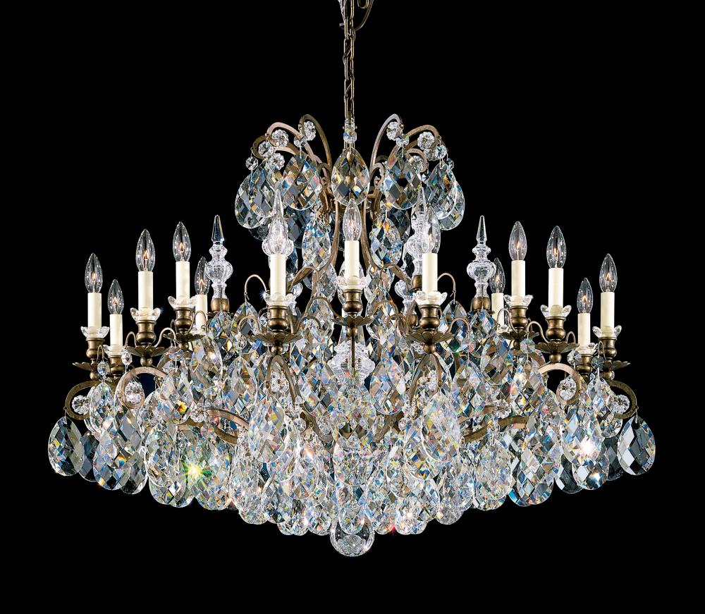 Renaissance 19 Light 120V Chandelier in Black with Clear Crystals from Swarovski