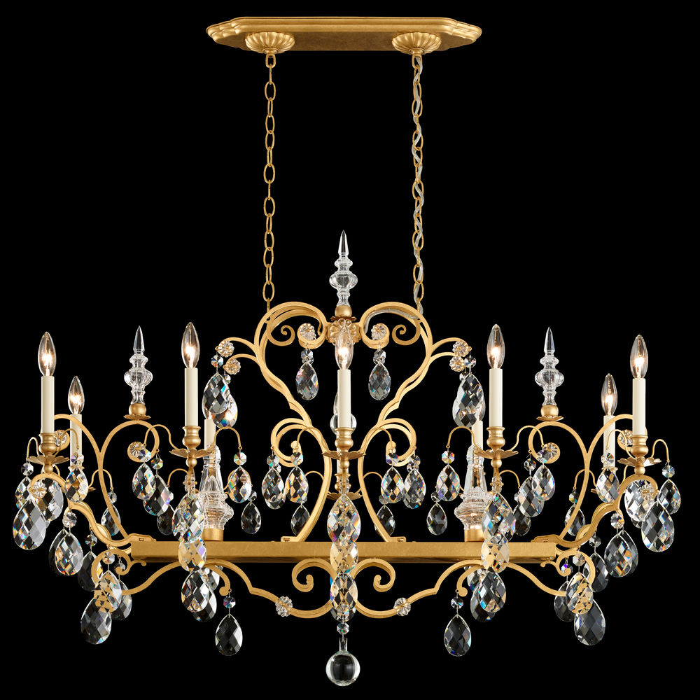 Renaissance 12 Light 120V Chandelier in Etruscan Gold with Clear Crystals from Swarovski