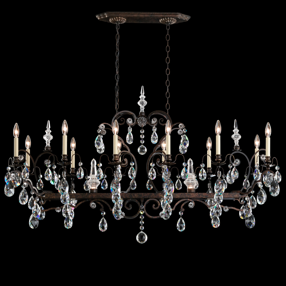 Renaissance 14 Light 120V Chandelier in Antique Silver with Clear Crystals from Swarovski