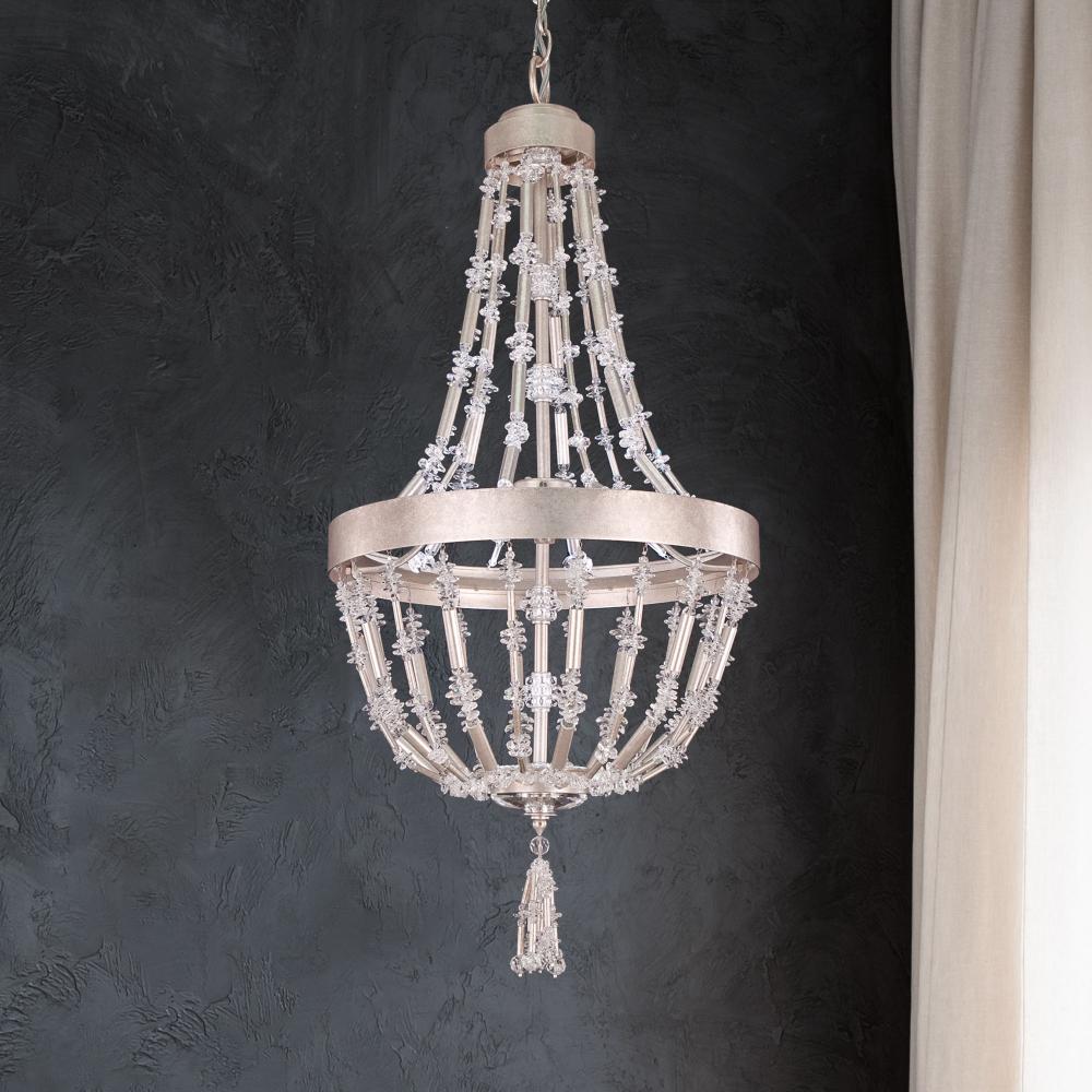 Bali 16in LED 120V-277V Pendant in Antique Silver with Clear Optic Crystal
