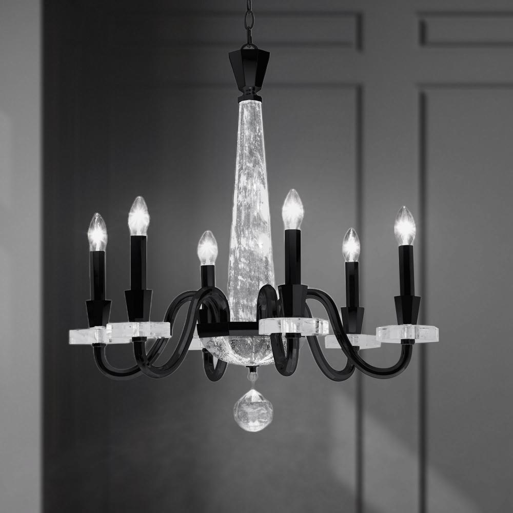 Amadeus 6 Light 120V Chandelier in Antique Silver with Optic Haze Quartz