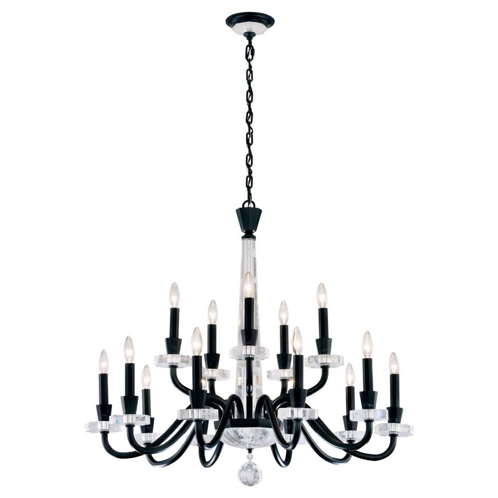 Amadeus 15 Light 120V Chandelier in Heirloom Bronze with Optic Haze Quartz