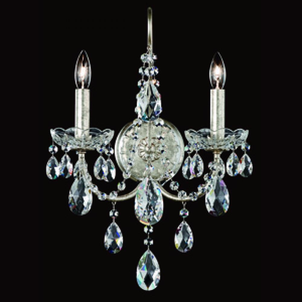 Sonatina 2 Light 120V Wall Sconce in Polished Silver with Clear Heritage Handcut Crystal