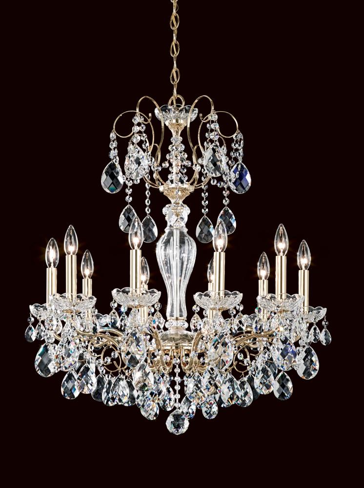 Sonatina 10 Light 120V Chandelier in French Gold with Clear Crystals from Swarovski
