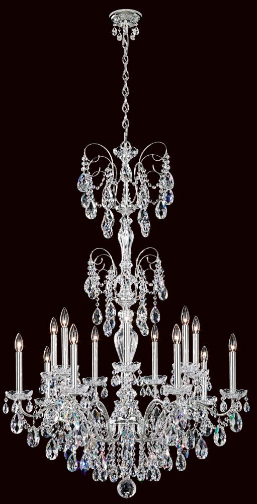 Sonatina 14 Light 120V Chandelier in Black Pearl with Clear Crystals from Swarovski