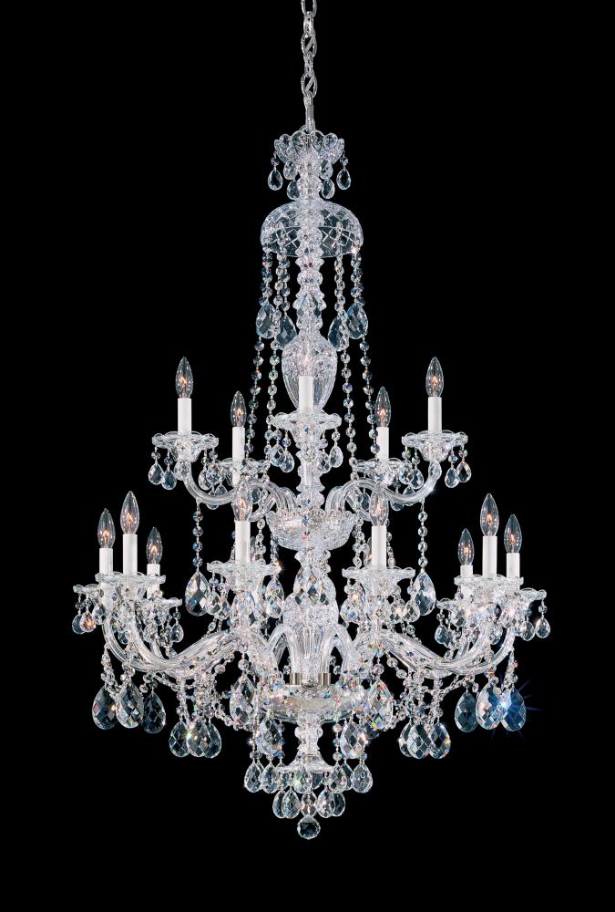 Sterling 15 Light 110V Chandelier in Rich Auerelia Gold with Clear Crystals From Swarovski®