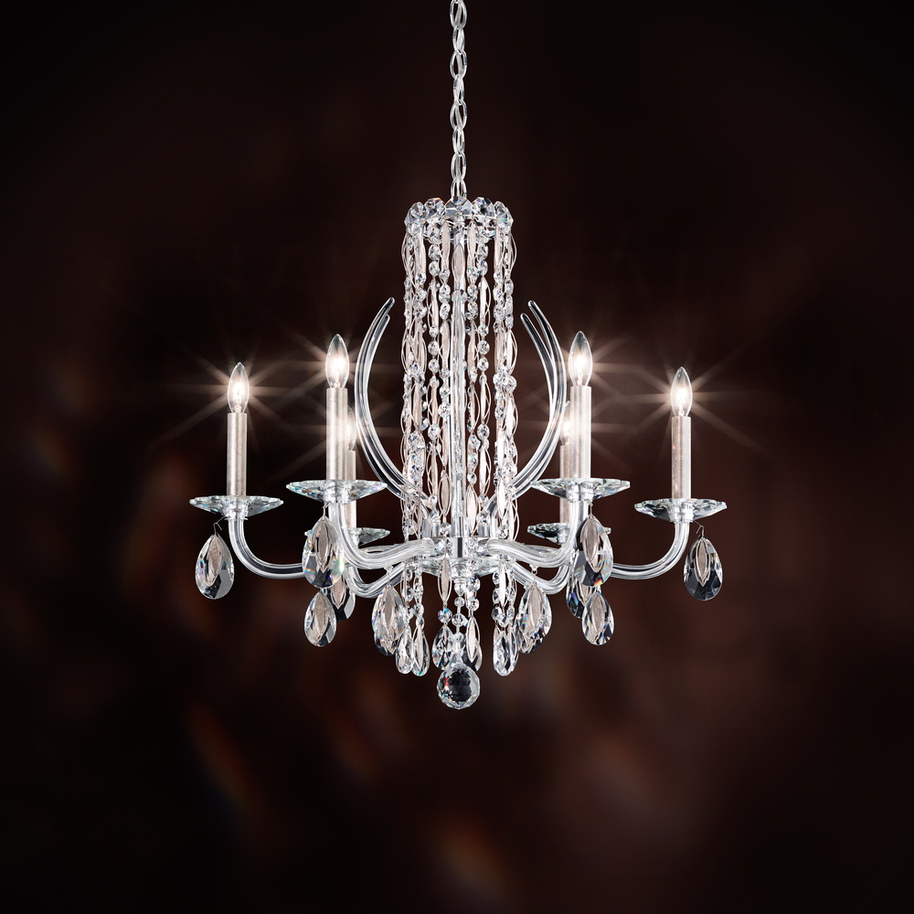 Siena 6 Light 120V Chandelier in Antique Silver with Clear Radiance Crystal