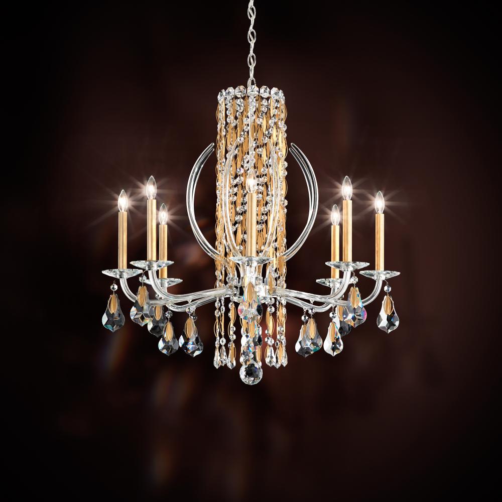 Siena 8 Light 120V Chandelier in Polished Stainless Steel with Clear Radiance Crystal