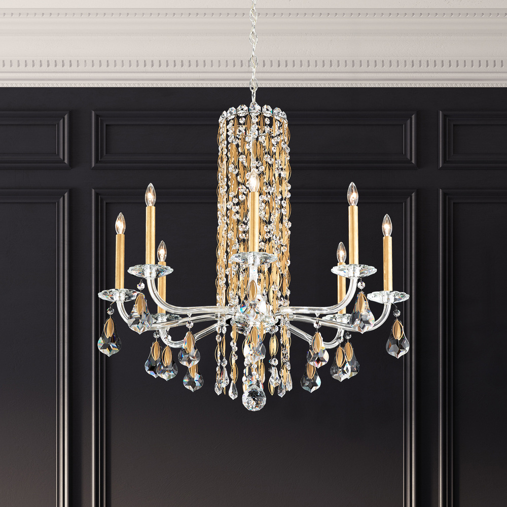Siena 8 Light 120V Chandelier (No Spikes) in Polished Stainless Steel with Clear Radiance Crystal