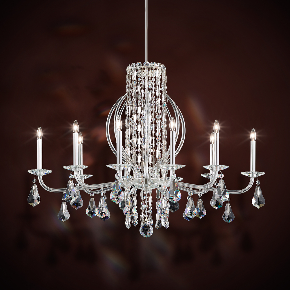 Siena 10 Light 120V Chandelier in Polished Stainless Steel with Clear Radiance Crystal