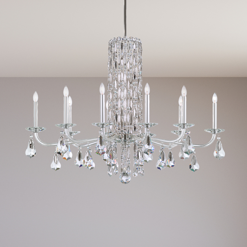 Siena 10 Light 120V Chandelier (No Spikes) in White with Clear Radiance Crystal