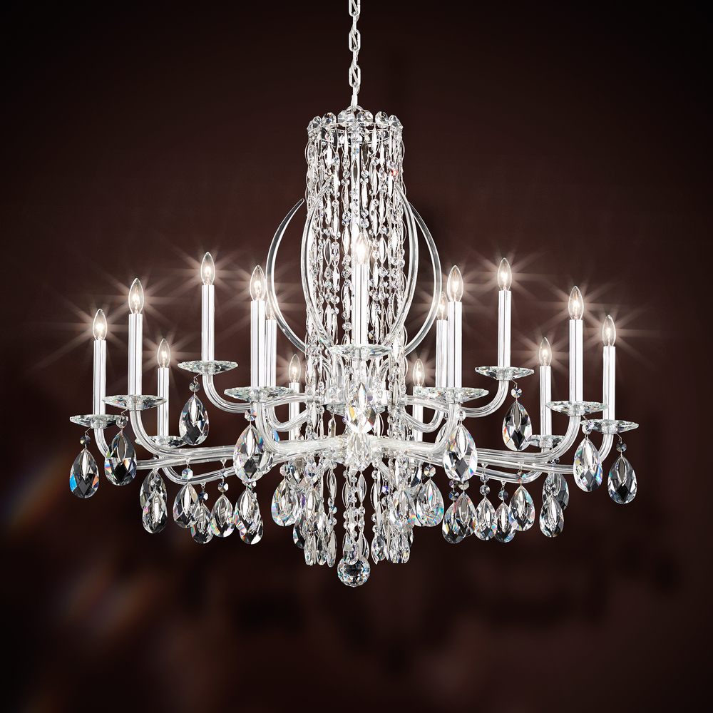 Siena 15 Light 120V Chandelier in White with Clear Radiance Crystal