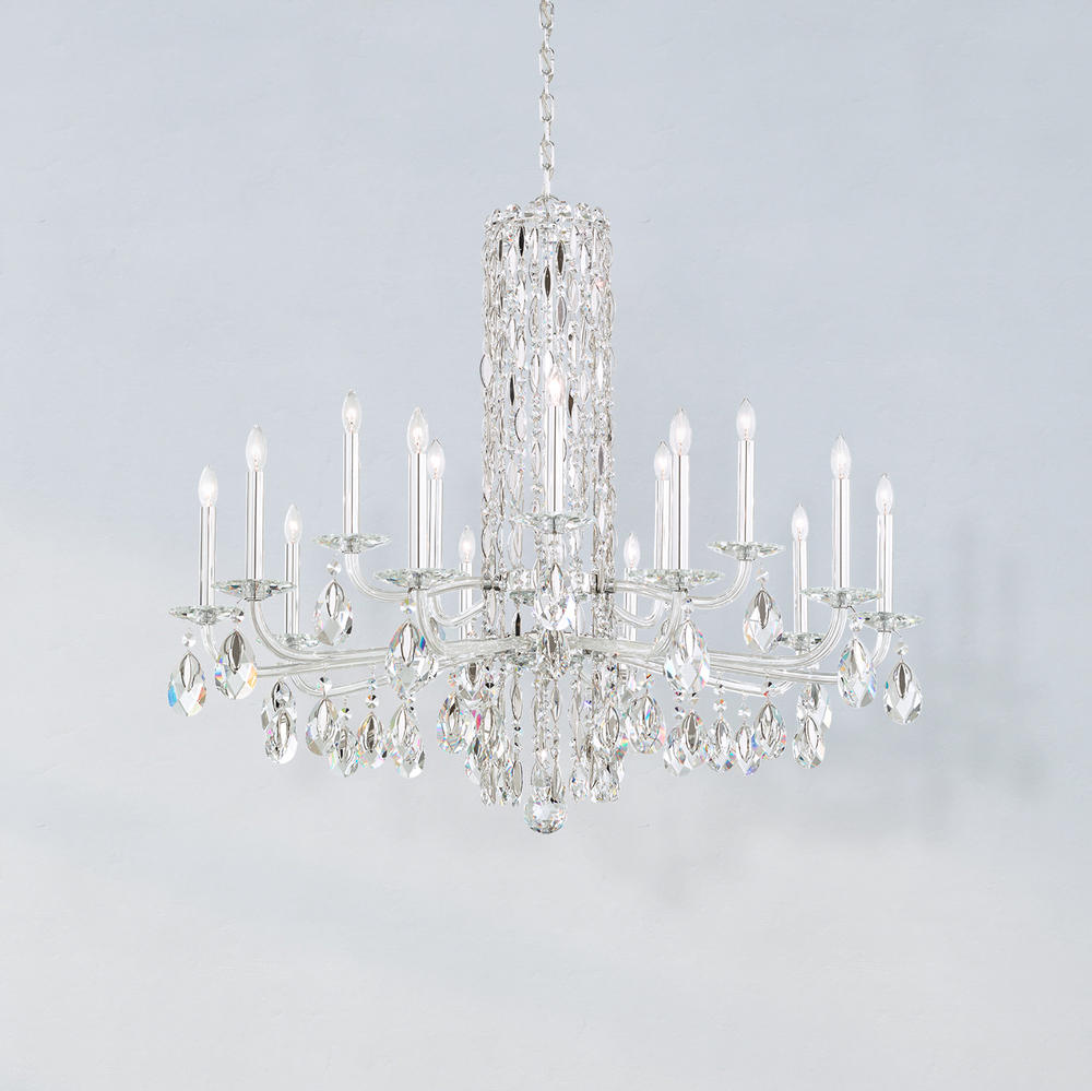 Siena 15 Light 120V Chandelier (No Spikes) in Polished Stainless Steel with Clear Radiance Crystal