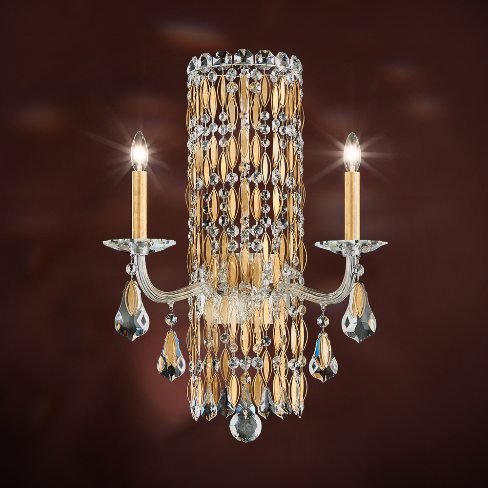 Siena 2 Light 120V Wall Sconce in Heirloom Gold with Clear Radiance Crystal