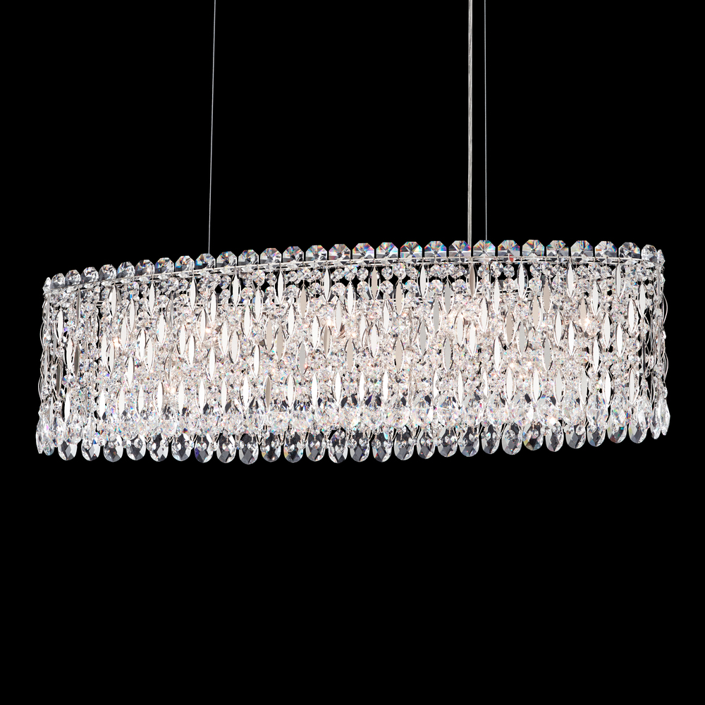 Sarella 12 Light 120V Linear Pendant in White with Clear Crystals from Swarovski