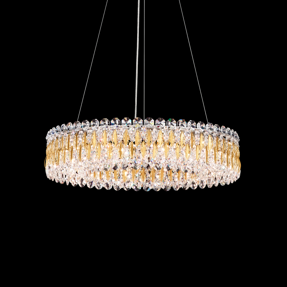 Sarella 12 Light 120V Pendant in Black with Clear Crystals from Swarovski