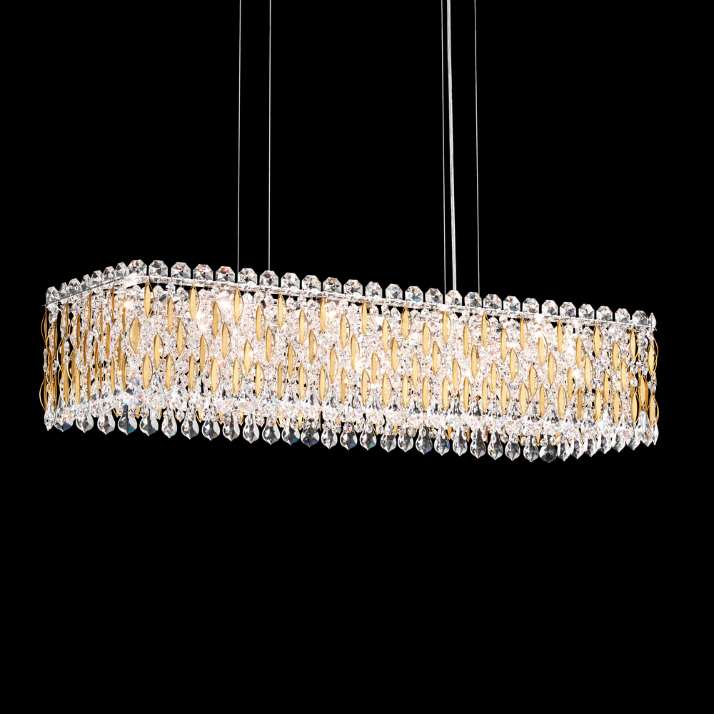 Sarella 13 Light 120V Linear Pendant in Antique Silver with Clear Crystals from Swarovski