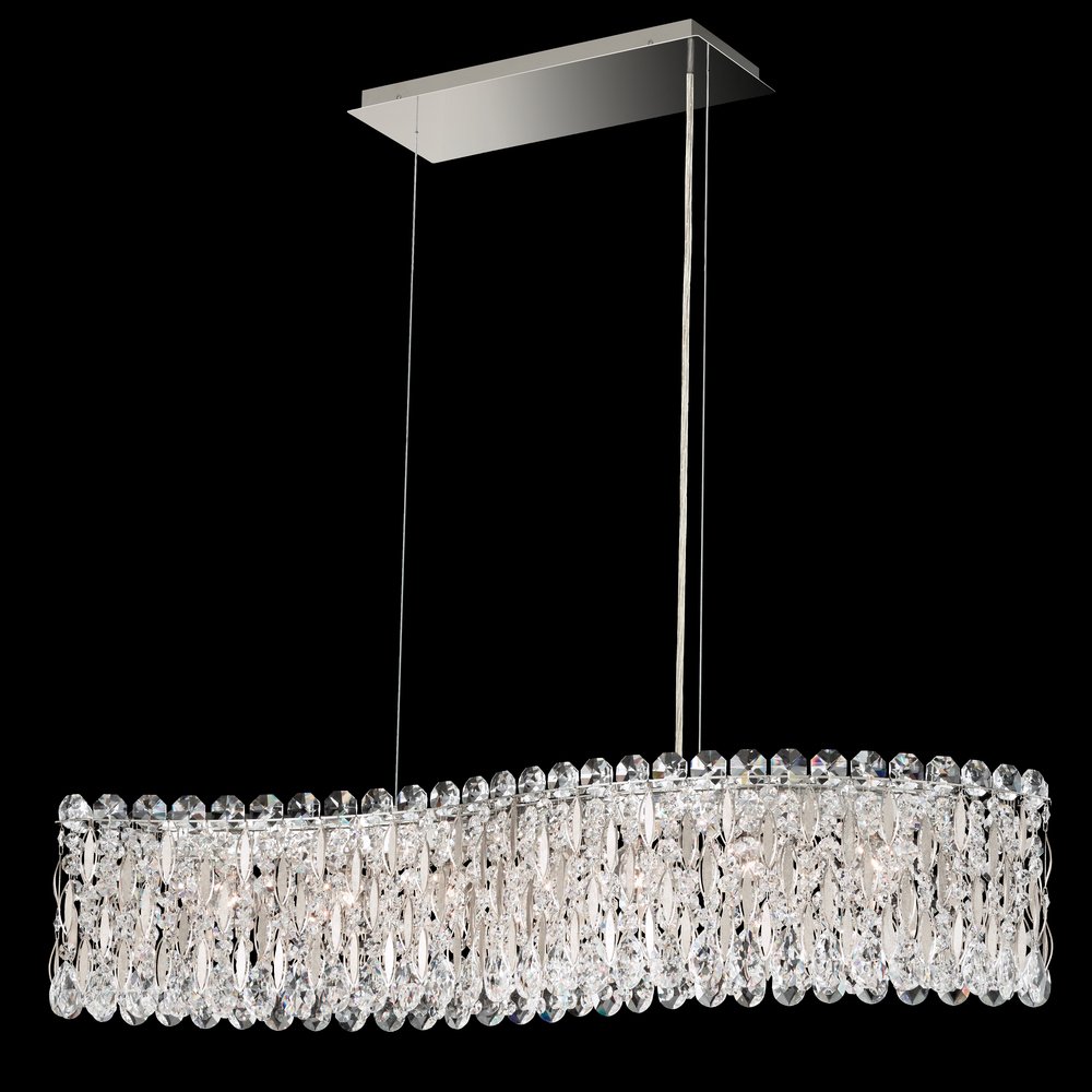 Sarella 7 Light 120V Linear Pendant in Polished Stainless Steel with Clear Radiance Crystal