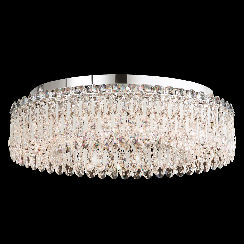 Sarella 12 Light 120V Flush Mount in Polished Stainless Steel with Clear Radiance Crystal