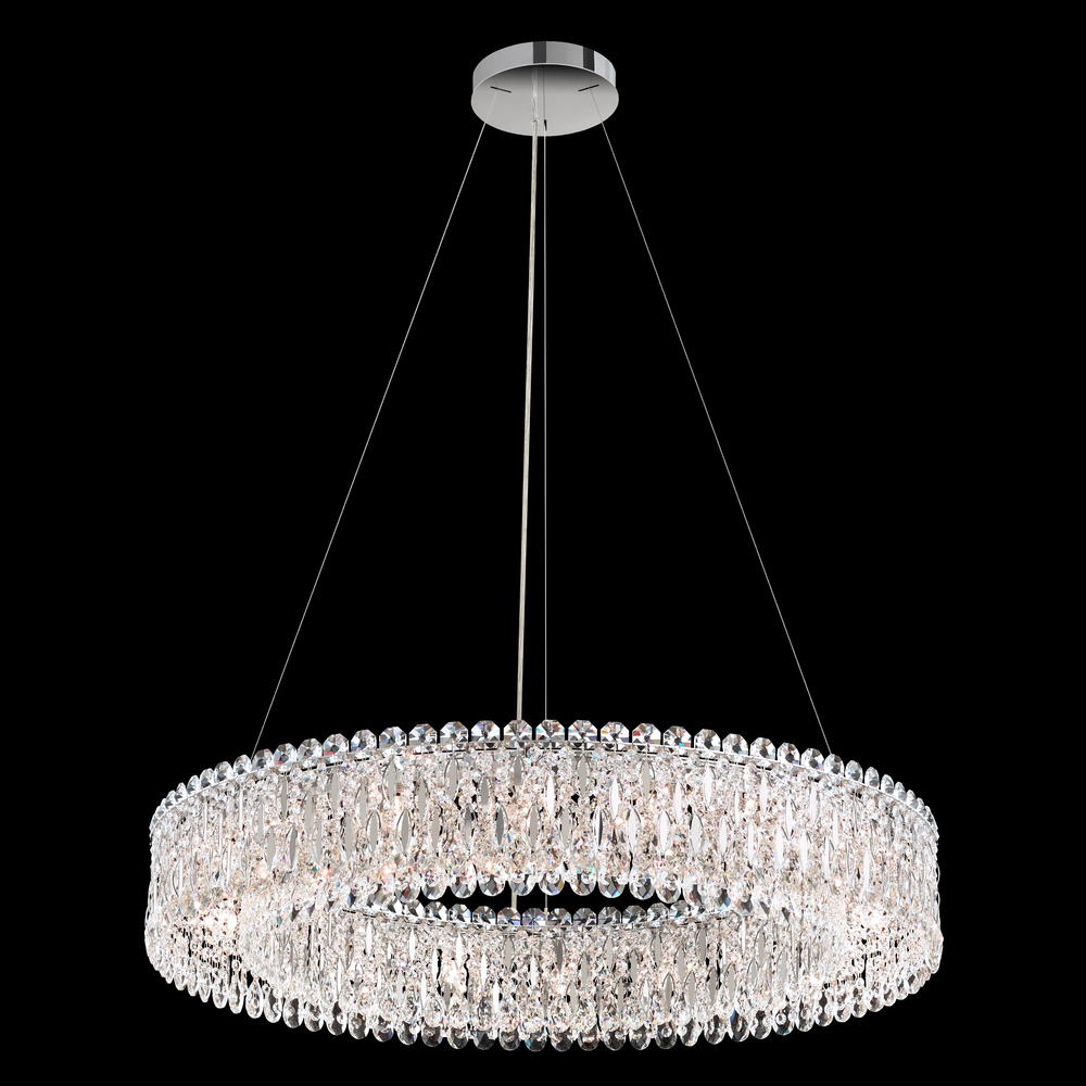 Sarella 18 Light 120V Pendant in Black with Clear Radiance Crystal