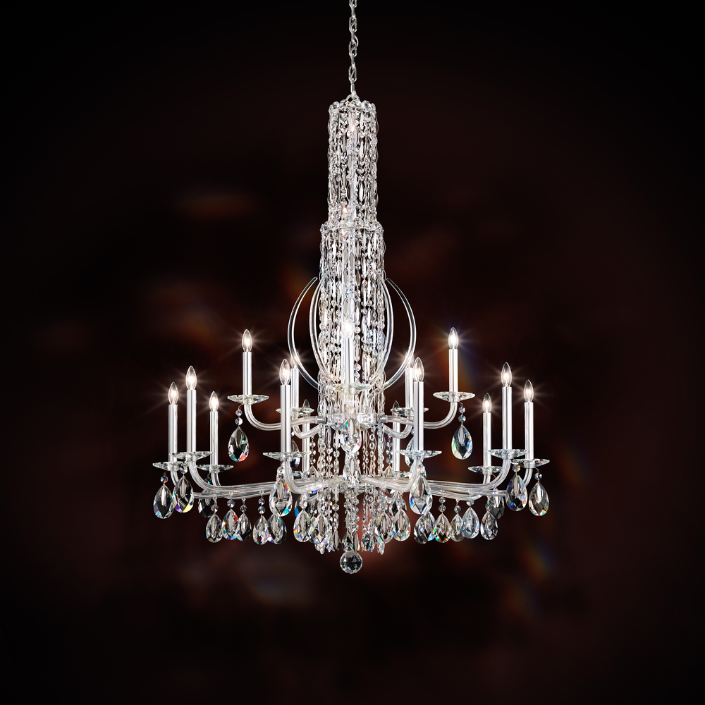 Siena 17 Light 120V Chandelier in Antique Silver with Clear Radiance Crystal