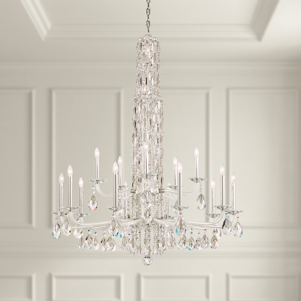 Siena 17 Light 120V Chandelier (No Spikes) in White with Clear Radiance Crystal