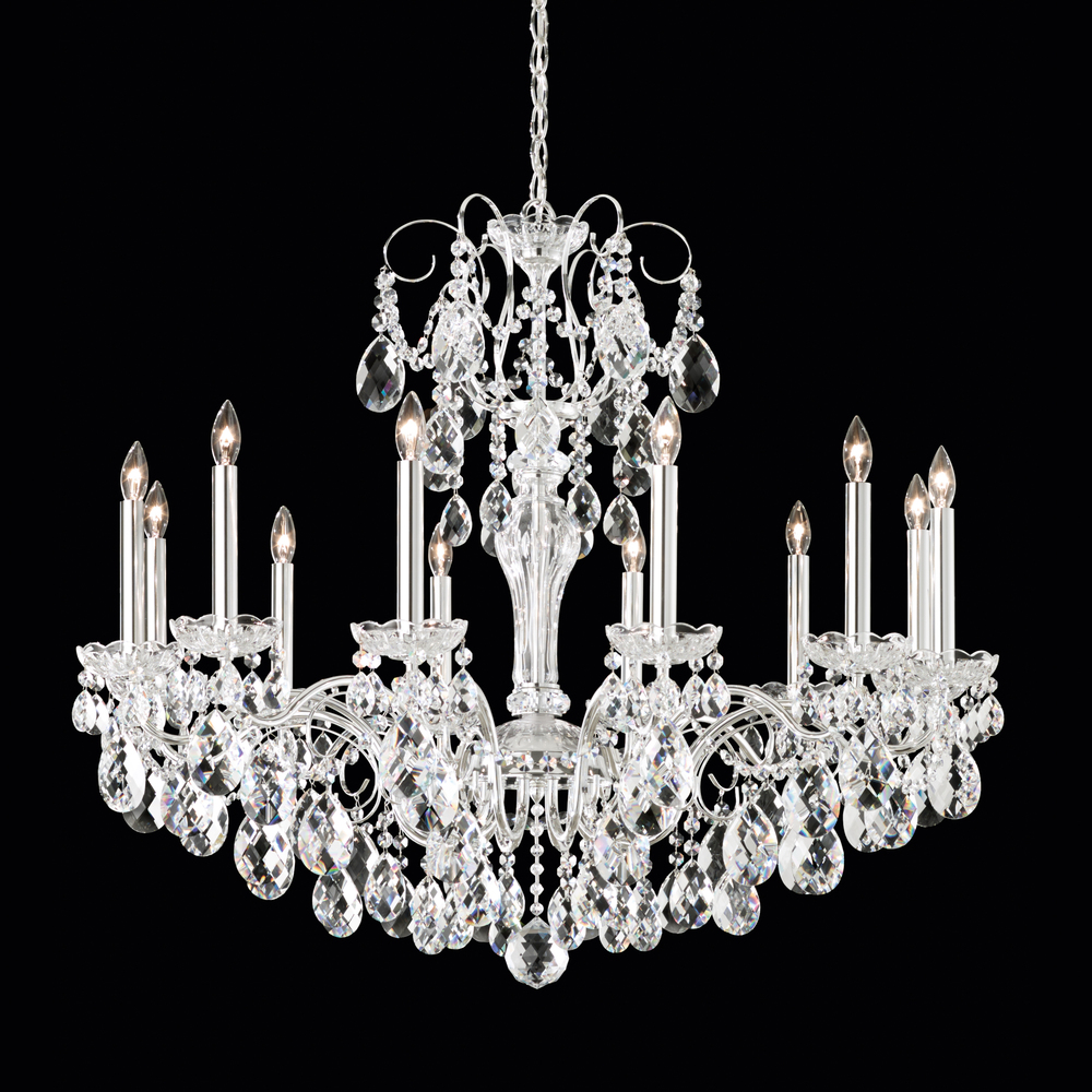 Sonatina 12 Light 120V Chandelier in Antique Silver with Clear Heritage Handcut Crystal