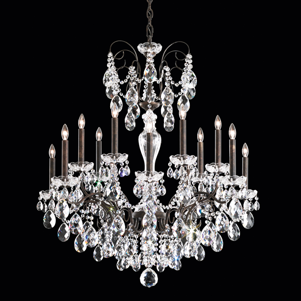 Sonatina 14 Light 120V Chandelier in Heirloom Bronze with Clear Crystals from Swarovski